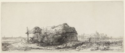 Paesaggio con casette e un fienile da Rembrandt van Rijn