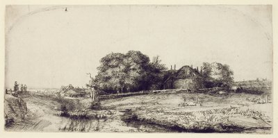 Paesaggio con fienile e gregge di pecore, c.1652 da Rembrandt van Rijn