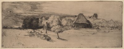 Paesaggio con alberi, fabbricati rurali e una torre da Rembrandt van Rijn