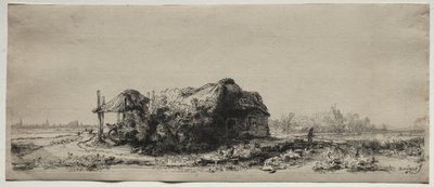 Paesaggio con un Cottage e un Fienile: Oblungo da Rembrandt van Rijn
