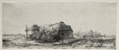 Paesaggio con un cottage e un fienile: Oblong, 1641 da Rembrandt van Rijn