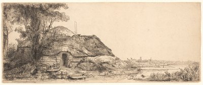 Paesaggio con cottage e grande albero da Rembrandt van Rijn