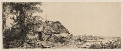 Paesaggio con un cottage e un grande albero da Rembrandt van Rijn