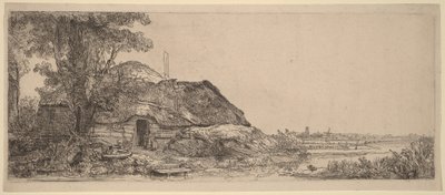 Paesaggio con una casetta e un grande albero da Rembrandt van Rijn