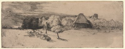 Paesaggio con edificio agricolo e la "Casa con la torre" da Rembrandt van Rijn