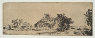 Paesaggio con una fattoria lungo una strada accanto a un canale da Rembrandt van Rijn