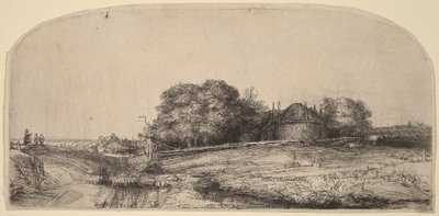 Paesaggio con un fienile e un gregge di pecore da Rembrandt van Rijn