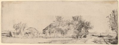 Paesaggio con una strada accanto a un canale da Rembrandt van Rijn