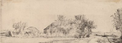 Paesaggio con una strada accanto a un canale da Rembrandt van Rijn
