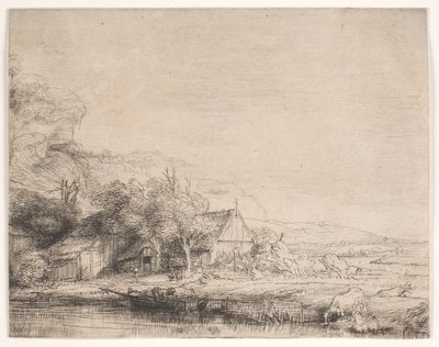 Paesaggio con una mucca che beve da Rembrandt van Rijn