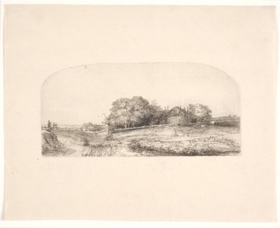 Paesaggio con un fienile e un gregge di pecore da Rembrandt van Rijn