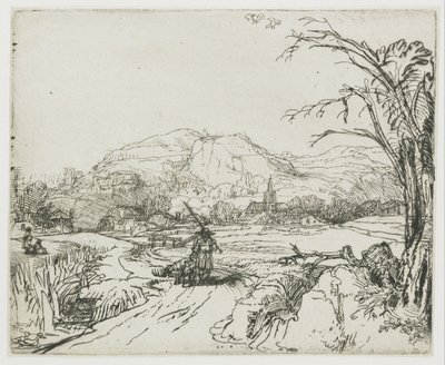 Paesaggio con un cacciatore e dei cani da Rembrandt van Rijn