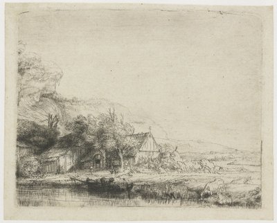 Paesaggio con una mucca che beve da Rembrandt van Rijn