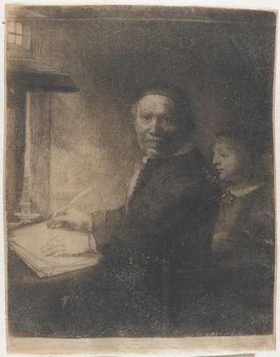 Lieven Willemsz. van Coppenol, maestro di scrittura: la lastra più piccola da Rembrandt van Rijn