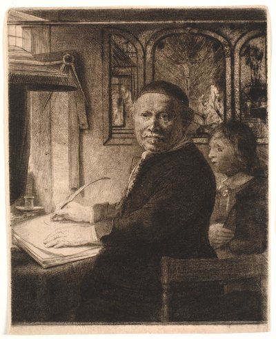 Lieven Williemsz van Coppenol, maestro di scrittura: la lastra più piccola da Rembrandt van Rijn