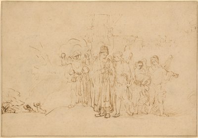Lot e la sua famiglia lasciano Sodoma da Rembrandt van Rijn