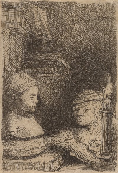 Uomo che disegna da un calco da Rembrandt van Rijn