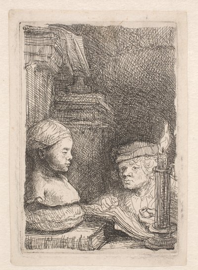 Uomo che disegna da un calco da Rembrandt van Rijn
