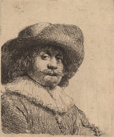 Uomo con Cappello a Tesa Larga da Rembrandt van Rijn