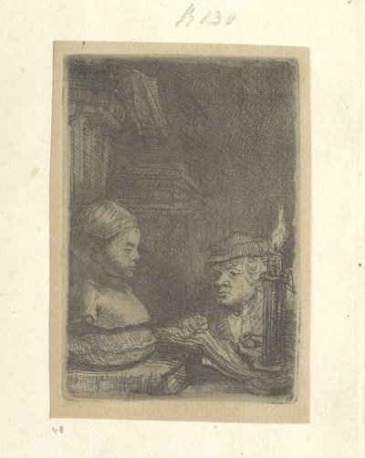 Uomo che disegna un modello in gesso da Rembrandt van Rijn
