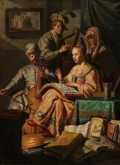 Società musicale da Rembrandt van Rijn