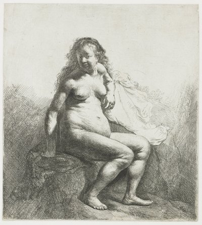 Donna nuda su un tumulo da Rembrandt van Rijn