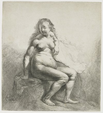 Donna nuda su un tumulo da Rembrandt van Rijn