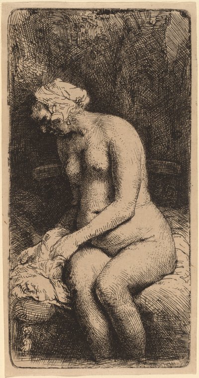 Nudo Seduto su una Panchina con un Cuscino (Donna che Si Lava i Piedi a un Ruscello) da Rembrandt van Rijn