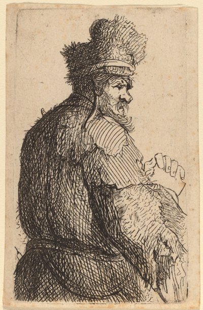 Vecchio visto da dietro, profilo a destra da Rembrandt van Rijn