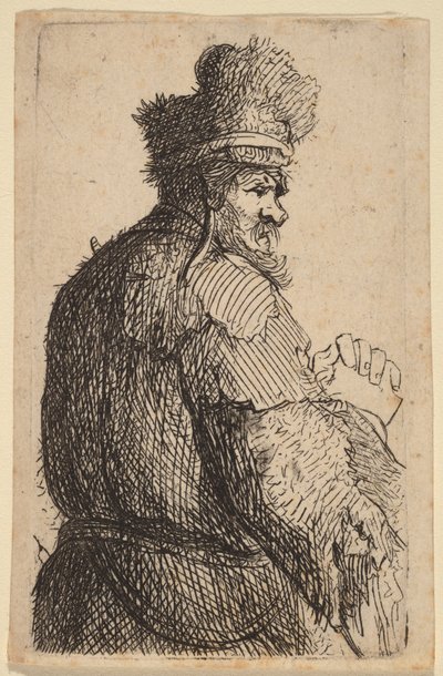 Anziano visto di spalle, di profilo verso destra da Rembrandt van Rijn