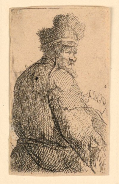 Vecchio visto da dietro, profilo a destra: Mezza figura da Rembrandt van Rijn
