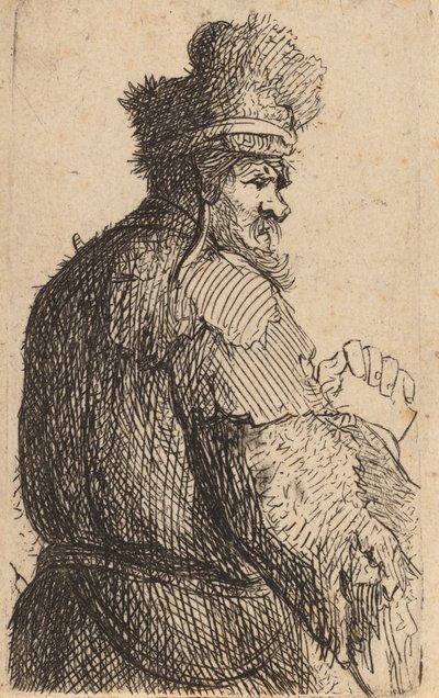 Vecchio visto da dietro, profilo a destra da Rembrandt van Rijn