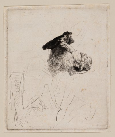 Vecchio che si ripara gli occhi con la mano da Rembrandt van Rijn
