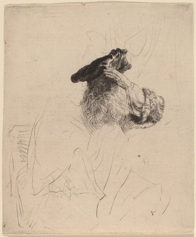 Vecchio che si copre gli occhi con la mano, c. 1639 da Rembrandt van Rijn