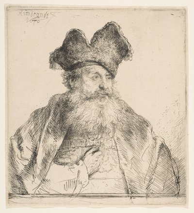 Vecchio con Cappello di Pelliccia Diviso da Rembrandt van Rijn