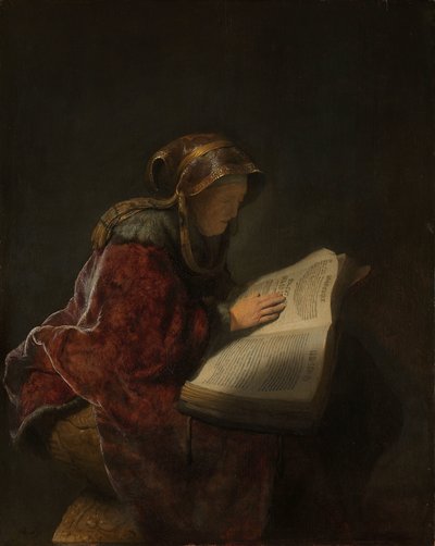 Vecchia donna che legge, probabilmente la profetessa Anna da Rembrandt van Rijn
