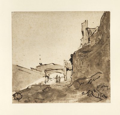 Periferia di una città con mura e una porta, c.1627-28 da Rembrandt van Rijn