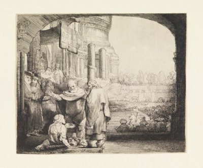 Pietro e Giovanni Guariscono lo Zoppo alla Porta del Tempio da Rembrandt van Rijn