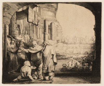 Pietro e Giovanni che guariscono lo storpio alla porta del tempio da Rembrandt van Rijn
