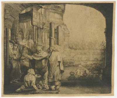 Pietro e Giovanni guariscono lo storpio alla porta del tempio da Rembrandt van Rijn