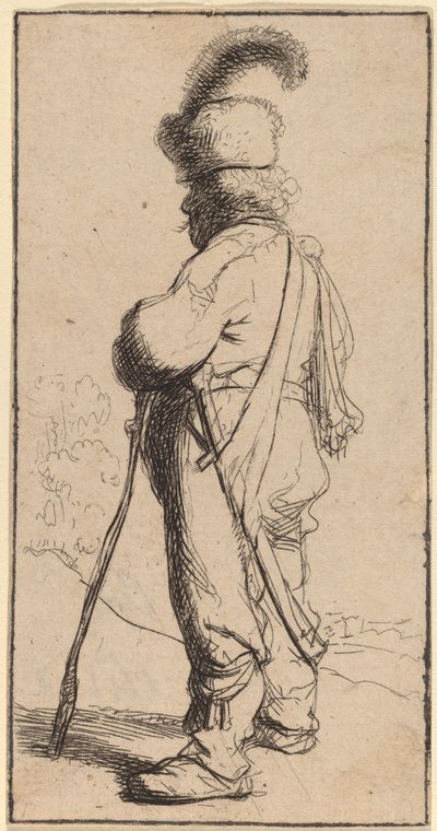 Polacco appoggiato a un bastone da Rembrandt van Rijn