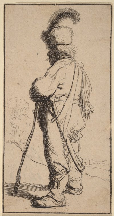 Polacco appoggiato a un bastone da Rembrandt van Rijn