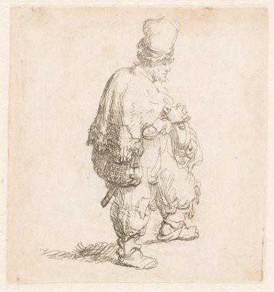 Polacco in piedi con le braccia incrociate da Rembrandt van Rijn