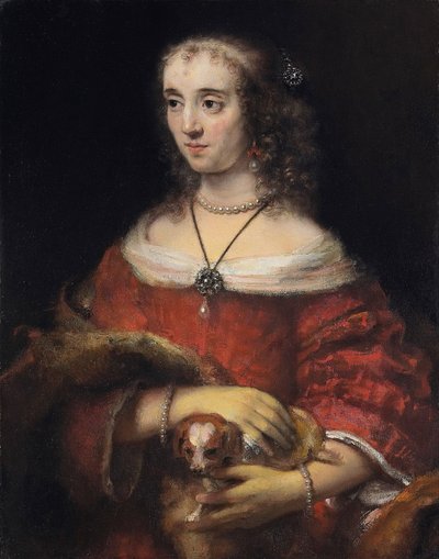 Ritratto di una signora con un cane da grembo, ca 1665 da Rembrandt van Rijn