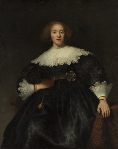 Ritratto di una giovane donna con un ventaglio da Rembrandt van Rijn
