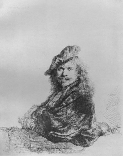 Rembrandt appoggiato a un davanzale di pietra, 1639 da Rembrandt van Rijn