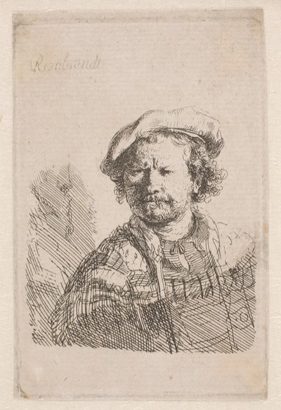 Rembrandt con un Berretto Piatto e uno Scialle sulle Spalle da Rembrandt van Rijn