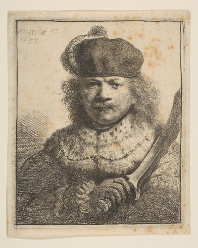 Rembrandt con sciabola alzata da Rembrandt van Rijn