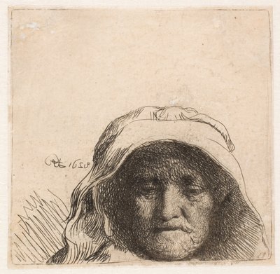 La madre di Rembrandt: solo il busto, di fronte da Rembrandt van Rijn