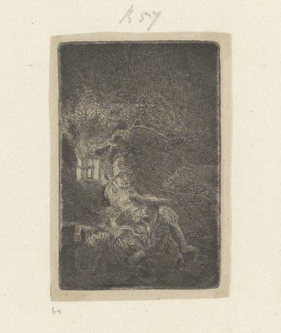 Riposo durante la fuga in Egitto di notte da Rembrandt van Rijn
